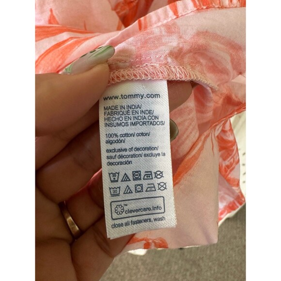 Tommy Hilfiger Pure Cotton Floral Printed Puff Sleeve Wrap Tie Waist Blouse XXL - Picture 8 of 10